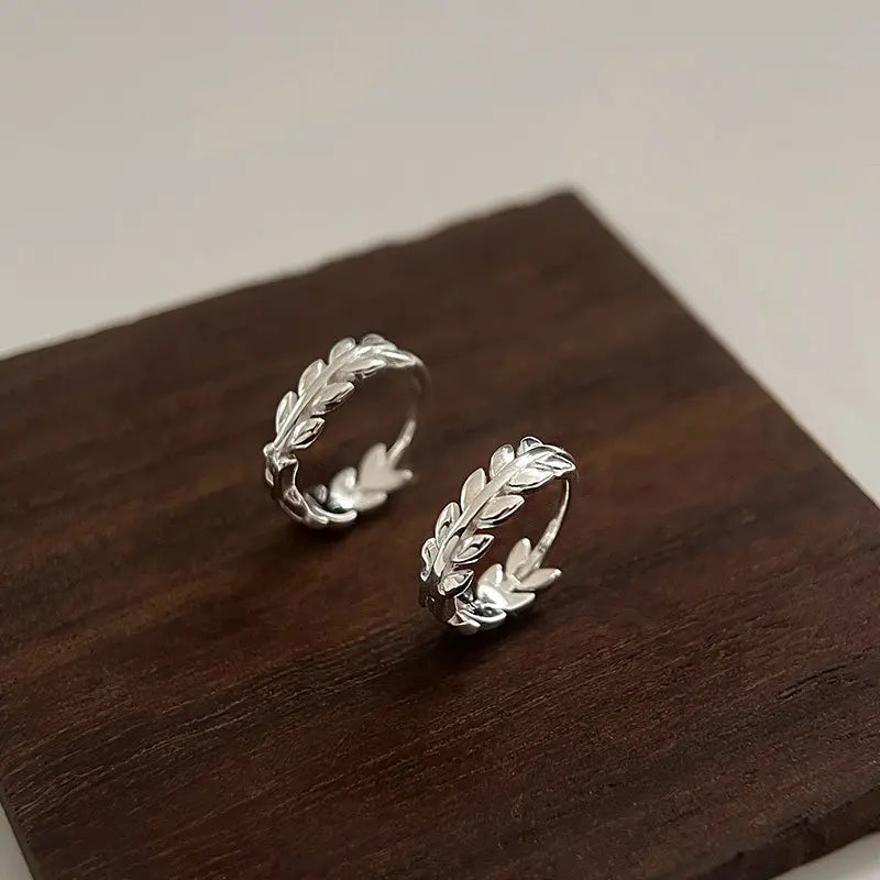 Vintage Silver Leaf Earrings