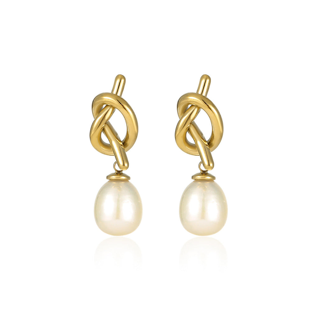 Vintage Rounded Pearls with Gold Plated Earrings