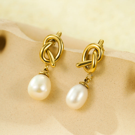 Vintage Rounded Pearls with Gold Plated Earrings