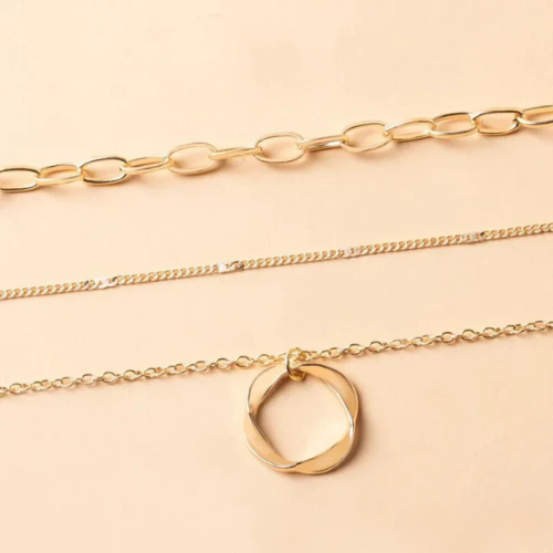 Nina - Vintage Gold Layered Chain & Pendant Necklace